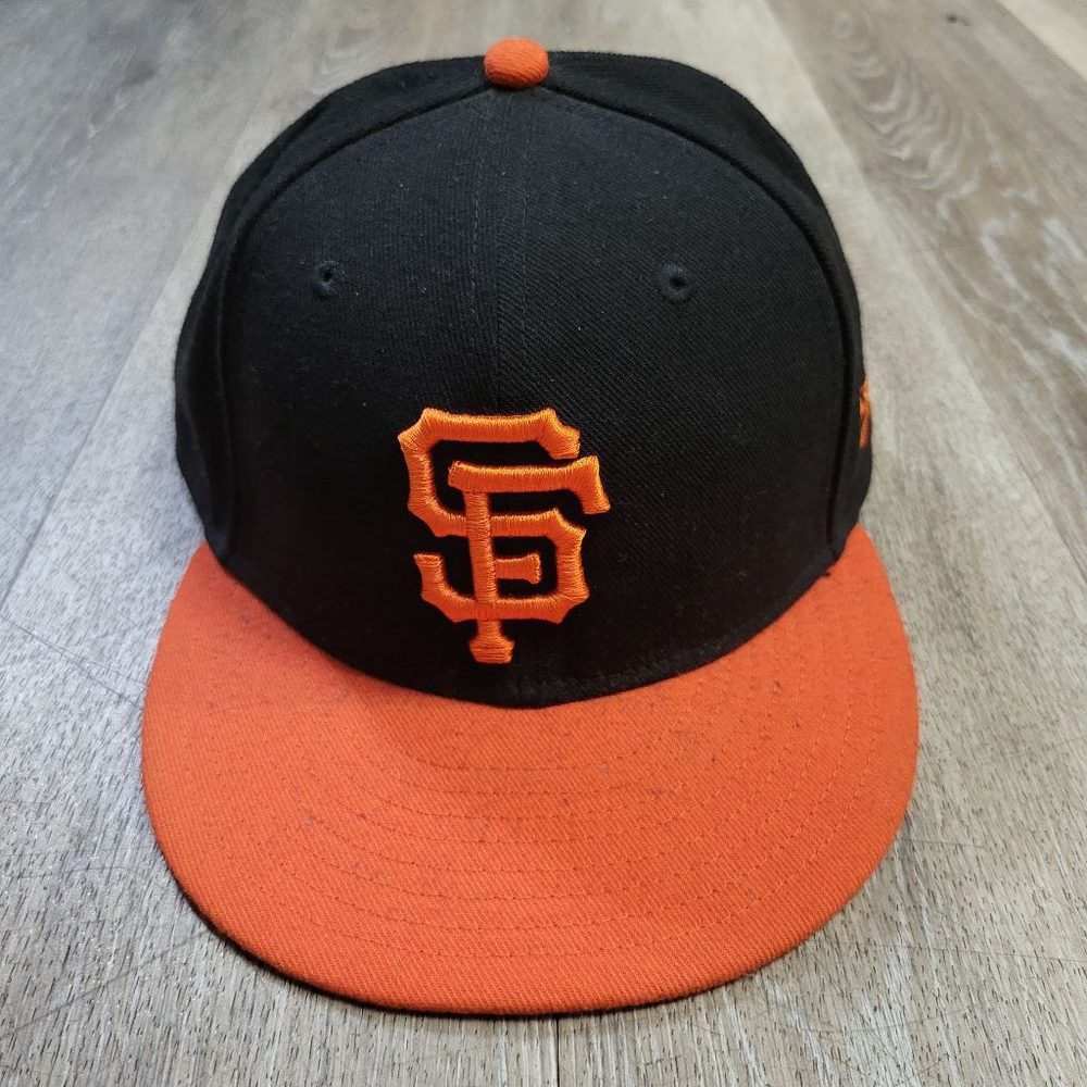 New Era Baseball Cap, Black Orange, 7 3/8